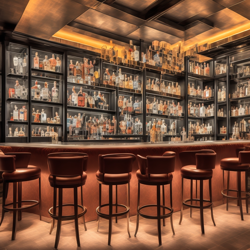 Upscale steakhouse bar and lounge with premium cocktail bar and sophisticated atmosphere